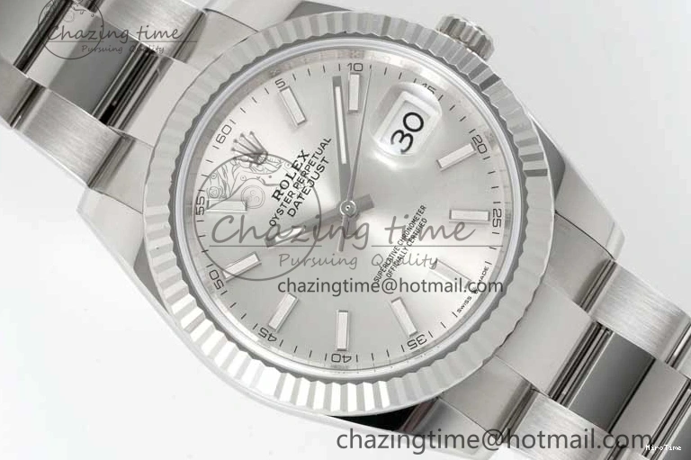 MiroTime 0113 DateJust 41 126334 Clean 1:1 Best Edition 904L Steel Silver Stick Dial on Oyster Bracelet VR Modern 2434
